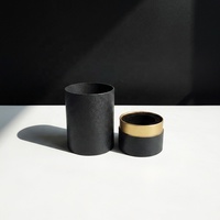 Emballages en tubes cylindriques en papier biodégradable pour les soins de la peau, boîte cylindrique de luxe noire avec impression pour cadeau