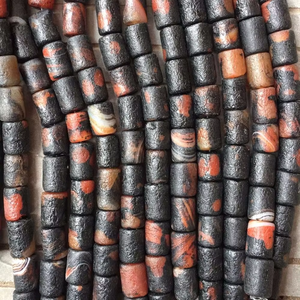 Trang Sức Chất Lượng Cao Sọc Tự Nhiên Ống Mã Não Màu Vàng Và Đen Colume Shape Hạt Chuỗi - Product Image 5