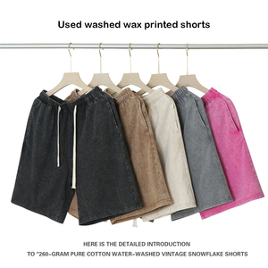 Acid Wash Short Set Custom Vintage Wash Tracksuit Summer Streetwear Matching Set Heavyweight 2 Piece Set Men Custom Logo - Product Image 3