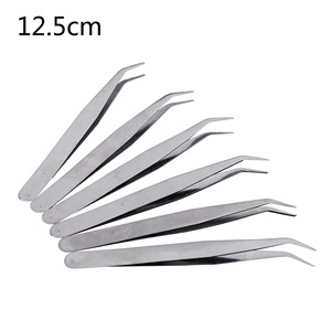 Pinzas de acero inoxidable con puntas puntiagudas y curvadas, 12.5 cm, para decoración de uñas, suculentas, diario creativo, depilación, 1 mm, a granel. - Product Image 1