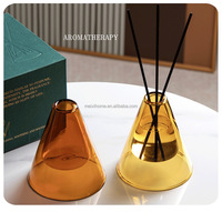 Bouteille de diffuseur de roseaux en verre borosilicate à double paroi de luxe personnalisée | Récipient d'arôme à cône inversé