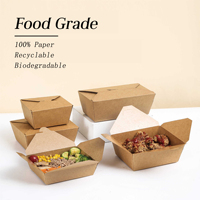 Top Vente Portable et Étanche Kraft Papier Boîte Biodégradable Emballage Alimentaire pour Restaurant Prendre Direct En Gros Chine Boîte Alimentaire