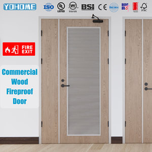 Puerta Cortafuego Certificada EN BS CE, Puerta <span class=keywords><strong>de</strong></span> Seguridad Comercial Española Contra Incendios FD30 FD60 FD90, Puertas Modernas <span class=keywords><strong>de</strong></span> Madera Resistentes al Fuego para Oficina - Product Image 1