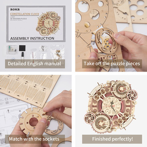 Reloj de Pared Zodiacal Robotime <span class=keywords><strong>Rokr</strong></span> LC601, Juguetes de Modelismo, Rompecabezas de Madera en 3D para Niños - Product Image 2