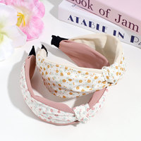 LRTOU Vente en gros de derniers bandeaux pour cheveux élégants pour filles et femmes Accessoires pour cheveux à fleurs Bandeau large noué imprimé pour femmes