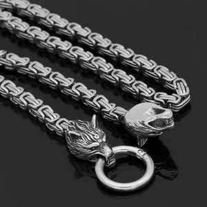 Collar nórdico de <span class=keywords><strong>lobo</strong></span> celta para hombre, colgante de acero inoxidable con cabeza de <span class=keywords><strong>Lobo</strong></span> <span class=keywords><strong>Vikingo</strong></span>, collar de joyería de amuleto Nórdico (KSS377) - Product Image 3