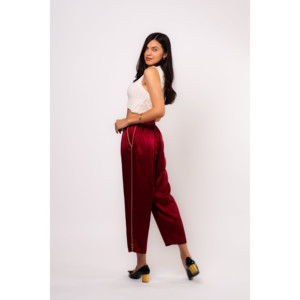 Pantaloni Corti in Raso Bordeaux Brangio Luxe - Product Image 2