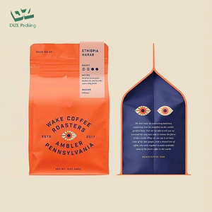 カスタムロゴ入りフラットボトムプラスチック包装袋 PEプロテインパウダー コーヒー豆用 バルブ付きジッパー - Product Image 1