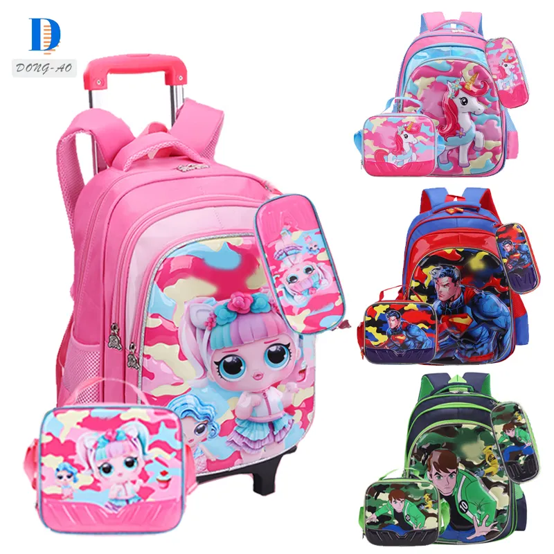Dong-Ao Wholesale Custom New Kids Wheel School Bags 3 in 1 Set Student Children School Kids Luggage Sets trolley school bag
