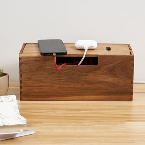 Boîte de gestion des câbles en bois d'acacia, étanche <span class=keywords><strong>et</strong></span> écologique, pour le rangement dissimulé des câbles sur le bureau <span class=keywords><strong>et</strong></span> au sol, idéale pour la salle de bain <span class=keywords><strong>et</strong></span> la cuisine - Product Image 5