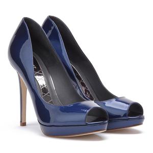 2023 primavera estilo británico verano plano señora elegante <span class=keywords><strong>mujer</strong></span> azul marino vestido <span class=keywords><strong>zapatos</strong></span> <span class=keywords><strong>charol</strong></span> boca de pez Sandalias <span class=keywords><strong>Zapatos</strong></span> de plataforma - Product Image 4