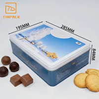 Ventes chaudes - Boîte en étain rectangulaire personnalisée, imprimée et réutilisable, pour le stockage de biscuits, de chocolats et de gâteaux