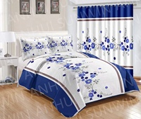Ensembles de literie floraux de haute qualité 8 pièces avec rideaux assortis ensemble de draps de literie King Queen Size avec 4 taies d'oreiller ensemble de rideaux