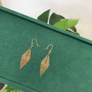 Boucles d'oreilles pampilles en or 18k, cadeau d'anniversaire de mariage, boucles d'oreilles pendantes, en or véritable, style bohème, goutte pour femmes, pièces - Product Image 6