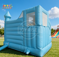 Vente directe usine : Château gonflable commercial bleu pastel personnalisé avec toboggan et piscine/bassin à balles pour mariages et fêtes