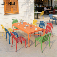 Ensemble de table et de chaises de jardin en aluminium coloré pour terrasse, hôtel, restaurant, café, mobilier d'extérieur