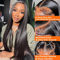 Pelucas de Cabello Humano Liso Extremo, Pelucas Sin Pegamento 13x6 con Encaje Frontal Transparente, Cabello Brasileño