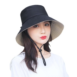 Korean Style Double Sided Sun Protection Wide Brim Bucket Hat Spring Summer Unisex Canvas Fisherman Hat Solid Color - Product Image 2