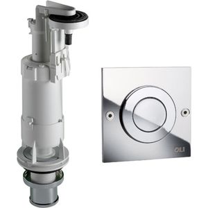 Válvula de descarga cisterna alta con botón pulsador, acabado cromado, para inodoro - Product Image 1