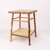 Nouvelle table d'appoint carrée en bambou à double niveau