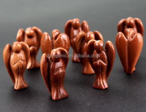 Nouvelle arrivée 1.5 pouces petit <span class=keywords><strong>goldstone</strong></span> pierres précieuses cristal ange figurines à vendre - Product Image 1