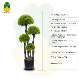 Bonsái Hemisférico de Hierba Artificial de 4 Niveles, Resistente a los Rayos UV, 90 cm, Decoración de Jardín para Exteriores - Product Image 4