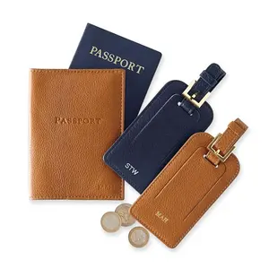 Porta-cartão recém-desenhado, porta-cartão de couro personalizado, porta-passaporte, porta-moedas, suporte para viagem