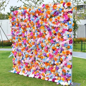 Mur de fleurs artificielles personnalisé, roses, pivoines et tournesols artificiels, décoration pour mariages, décorations extérieures et intérieures - Product Image 3