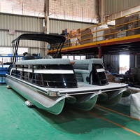 Luxe Aluminium Fibre de Verre Partie Barge Flottant Ponton Maison Bateau Ponton Avec Salle De Bains Moteur et Remorque à Vendre Chine