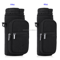 Porte-bouteille d'eau en néoprène Porte-sac 40oz Bouteille d'eau isolée Sling Sleeve Case Cover avec poches à sangle