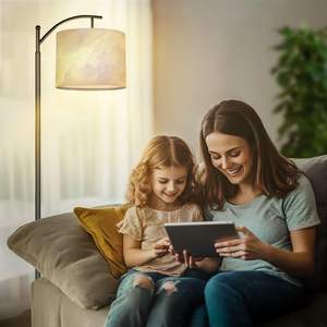 Elegant <b>Large</b> Size Linen <b>Lampshade</b> in Violet Cyan Blue Watercolor Stain for Floor Table Pendant Lights Stock Available - Product Image 4