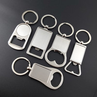 Personalisierter Flaschenöffner-Schlüsselanhänger aus Metall mit individuellem Logo, Zinklegierung, Werbegeschenk, Hochzeitsgeschenk, Rohling für Sublimation, Ring