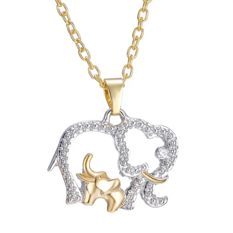 Hot selling animal clavicle chain cute two-color elephant two-color pendant necklace