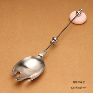 ชุดช้อนส้อมสแตนเลสมีดขนาดใหญ่แบบ DIY ไม้พายพร้อมลูกปัดผลไม้ของหวานชุดช้อนส้อมมีดสลัด - Product Image 5