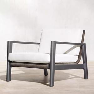 Silla de Jardín de Aleación de Aluminio para Exteriores, Estilo Minimalista, Marco Rectangular Resistente - Product Image 2