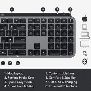 Teclado inalámbrico iluminado avanzado Logitech <span class=keywords><strong>MX</strong></span> <span class=keywords><strong>Keys</strong></span> para <span class=keywords><strong>Mac</strong></span>-BT/USB - Product Image 4
