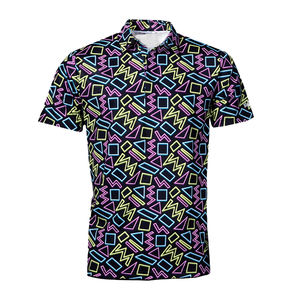Logo personnalisé de haute qualité extensible impression par sublimation fluorescent performance fine polos de golf pour grands hommes - Product Image 3