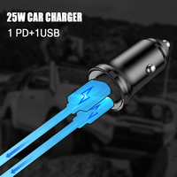 Chargeur de voiture USB C 25W, charge rapide 3.0, chargeur PD type C 20W, charge rapide pour téléphone portable, compatible iPhone Xiaomi