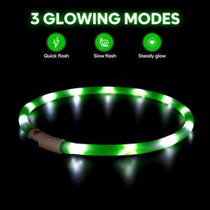 Pet <b>Dog</b> PVC LED Light-Emitting Simple Feather Collar USB Rechargeable Multi-Mode Adjustable Length <b>Button</b> Closure Anti-Loss - Product Image 2