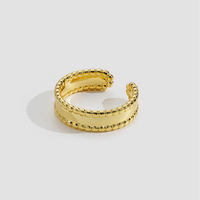Soldes Exceptionnelles : Ensemble de Bagues Joncs Ouverts en Laiton Hypoallergénique Plaqué Or 18K avec Perles, Bijoux Ajustables pour Femme C239205