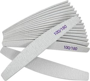 Lima de uñas de papel de lija de grano 100/80, desechable, rosa, diseño cebra, de media luna, de 7 pulgadas, limas de esmeril de doble cara - Product Image 1