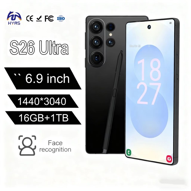 Full Screen S26ultra Smartphone 6.9inch 5GUnlocked Smartphone 8000mAh DualSpeakers Facial /fingerprint Lock/dual SIM/GPS