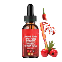 Huile de Capsaïcine Halal 60ml avec Hawthorne, Vitamine D3 K2, Betterave Biologique, Curcuma et Curcumine – Gouttes Liquides de Poivre de Cayenne pour les Cheveux