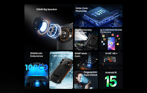 โทรศัพท์มือถือราคาประหยัด ทนทาน รองรับ 4G Octa Core แบตเตอรี่ 10000mAh ระบบปฏิบัติการ Android 15 NFC 4GB+128GB รุ่น Fossibot F110L - Product Image 5