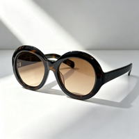 Gafas de Sol Redondas Extra Grandes de Alta Calidad con Protección UV400, Gafas de Sol Unisex Populares con Armazón de Acetato, Gafas de Sol para Vacaciones en la Playa