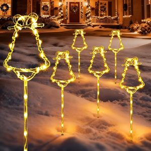 Lumières de jardin solaires de cloche de Noël avec 8 modes d'éclairage 21.65 pouces de haut décor de Noël solaire extérieur de Noël pour le patio de chemin de jardin - Product Image 1