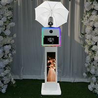Machine de photomaton DSLR tout-en-un en métal blanc de 15,6 pouces avec flash doux et logiciel gratuit