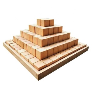 Apilador de bloques de construcción grande escalonado, juegos de pirámide de madera natural con bandeja de madera, venta al por mayor - Product Image 2