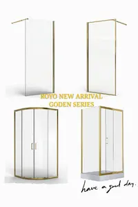 Luxury High Quality Modern Indoor Portable Gloden Aluminum Glass Shower Walk -in