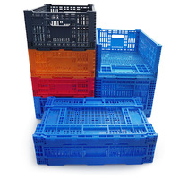 Approvisionnement d'usine Chiffre d'affaires Ventiler Pliant En Plastique Pliable Stockage Empilable Fruits Légumes Panier Caisses